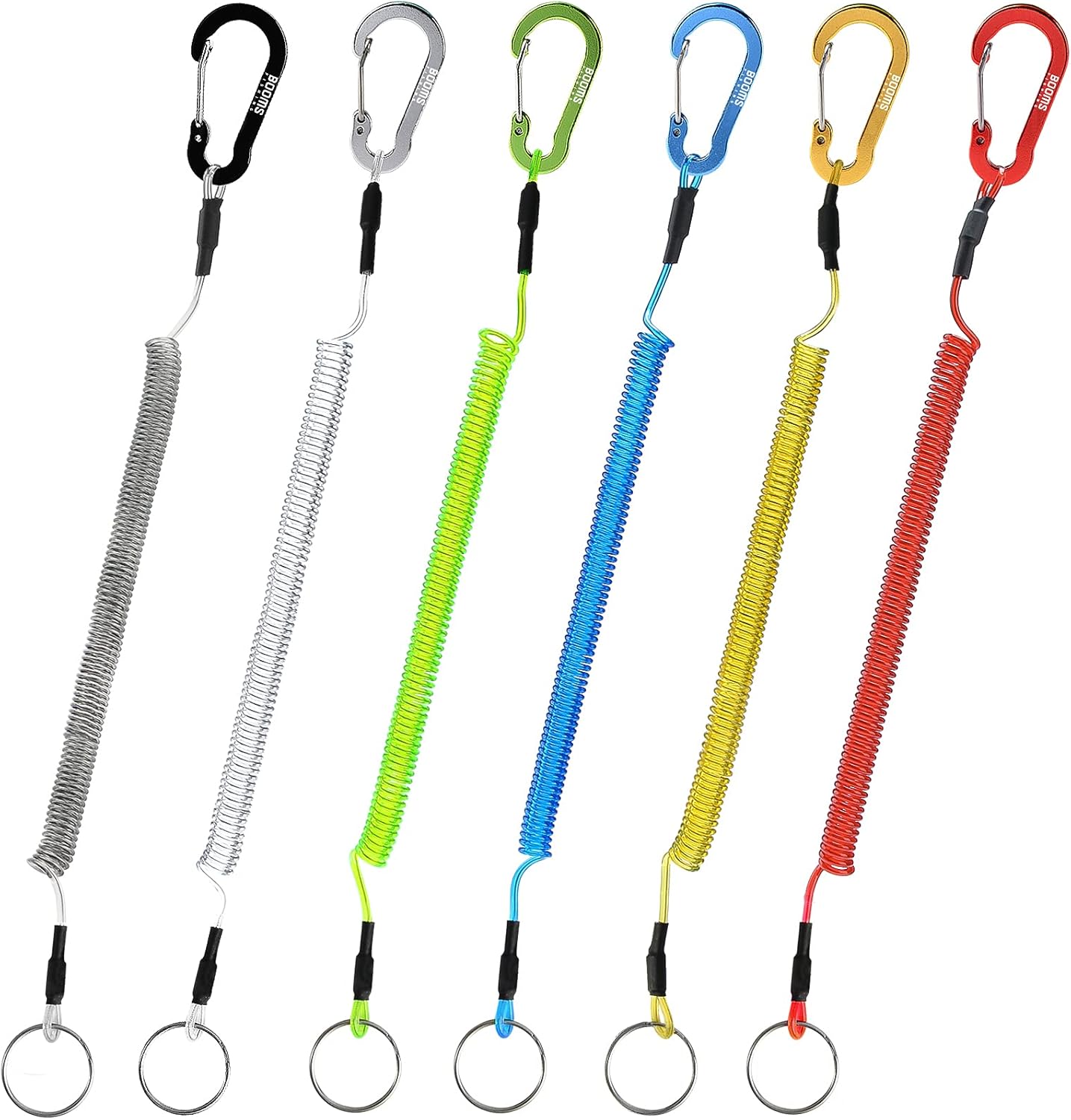 Booms Fishing T04 Fishing Lanyards Fishing Tool/Pole Safety Coil Lanyard Retractable Wire Inside Tup Cover