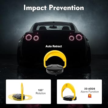 Remote Parking Lock, Automatic Parking Space Lock, 65.6FT Private Car Parking Latch Auto Space Stall Barrier- Car Park Driveway Guard Saver Automatic Barrier(Battery Not Included)