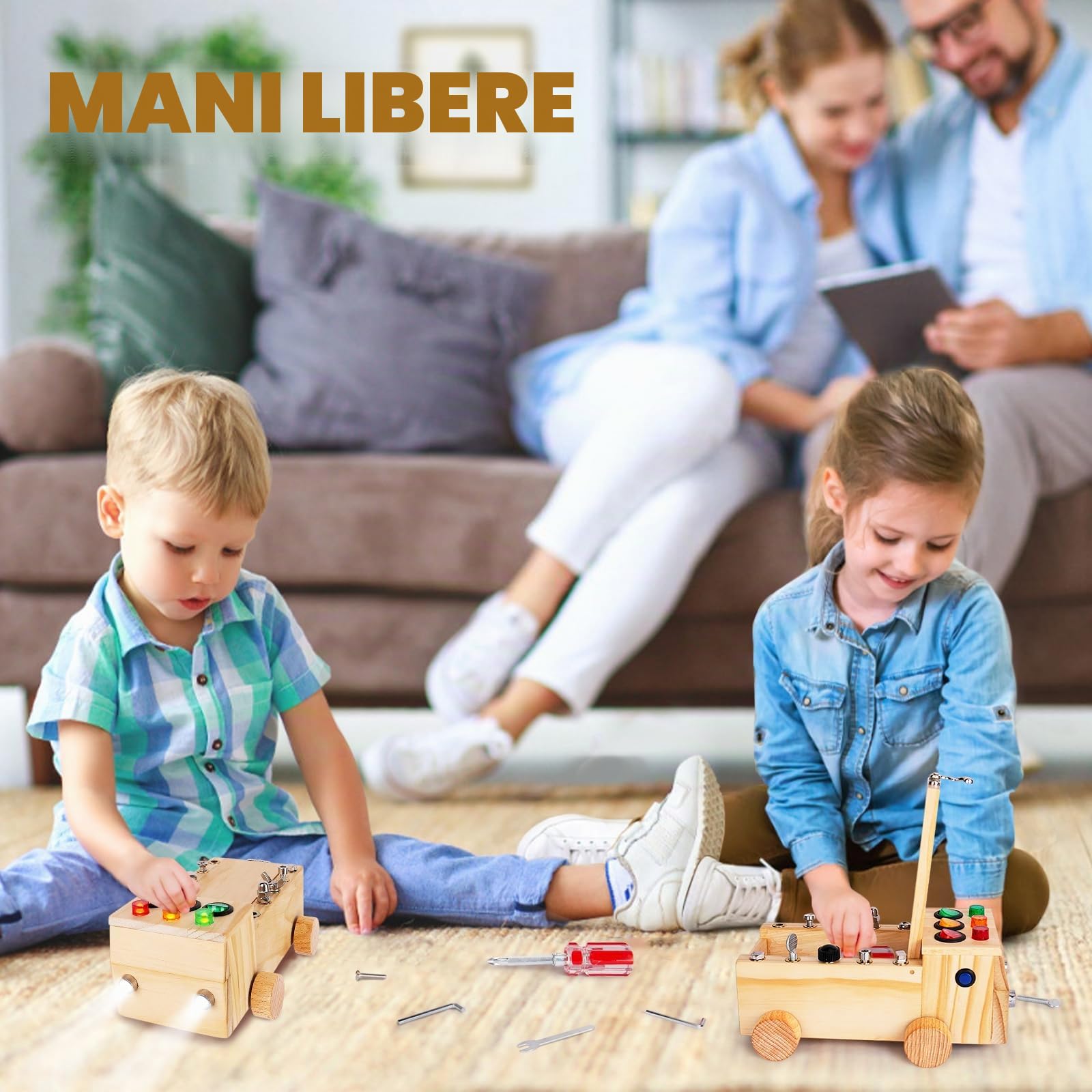 Montessori - Cacciavite, Montessori Busy Board giocattolo a partire da 1 2 3 anni, Montessori Activity Board giocattolo in legno, giocattolo educativo per neonati, ragazzi e ragazze