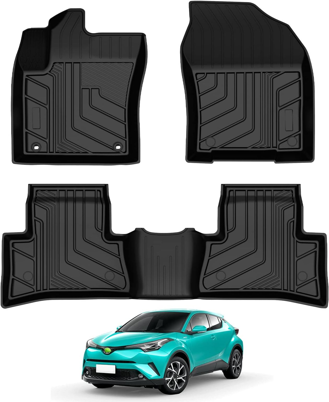 MAXLINER Custom Fit Floor Mats 2 Rows And Cargo Liner Trunk Set Black Compatible