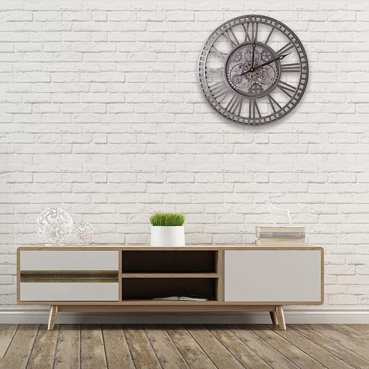 GJXJY Reloj de pared con engranajes móviles, reloj de pared vintage de 60 cm de diámetro, metal grande, estilo industrial 3D, retro, reloj de pared artístico europeo para salón, cocina, dormitorio,