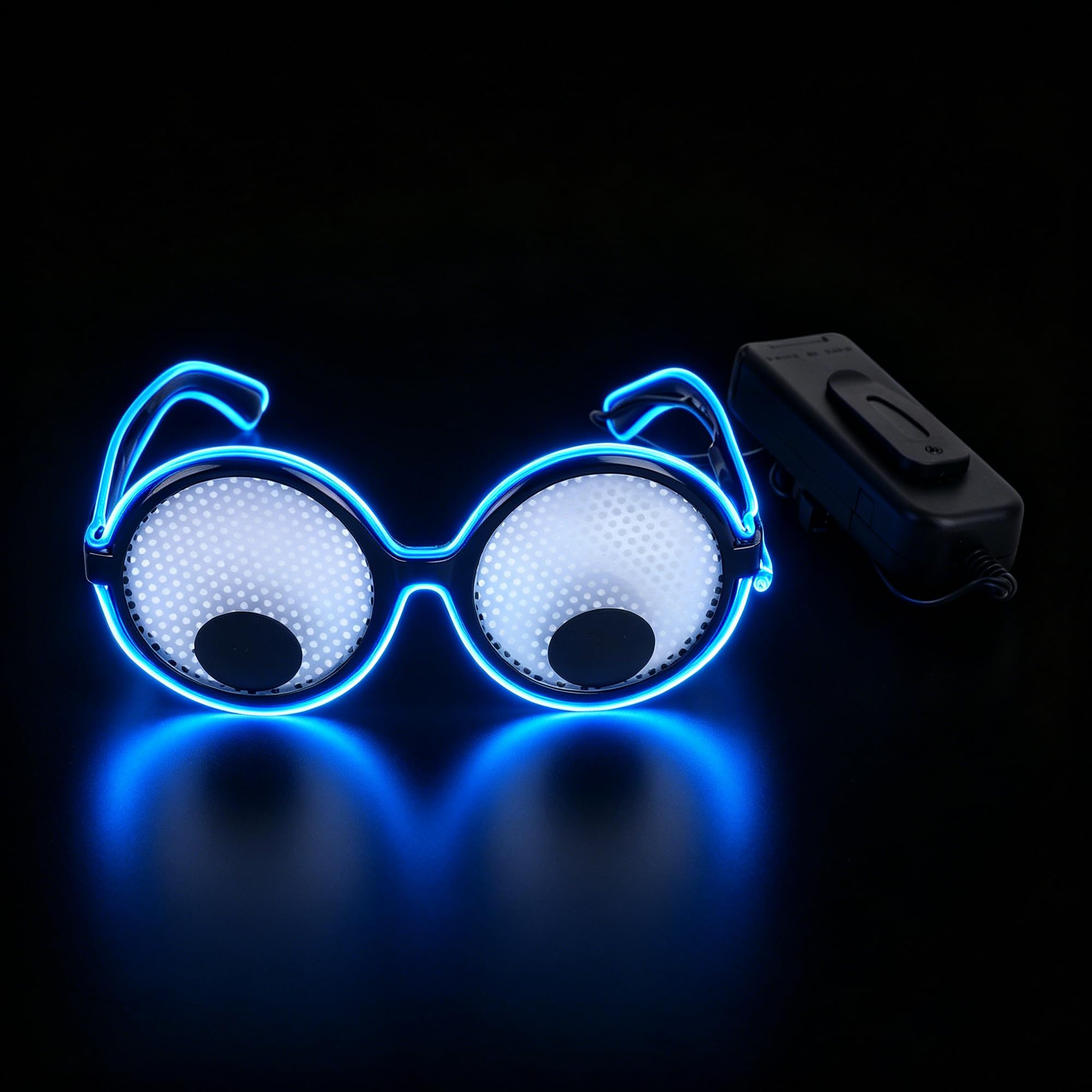 RUIXIA Women Men’s Funny Costume Eyewear LED Light Up Googly Eyes Sunglasses Novelty EL Wire Glowing Party Glasses with Movable Eyeballs for Halloween Rave Birthday Cosplay Party Festival