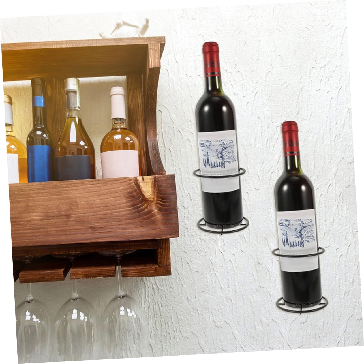 CHILDWEET 8pcs Wall Mounted Wine Rack Single Bottle Holder Stylish Wine Display for Home Bar Space-Saving Design Elegant Finish