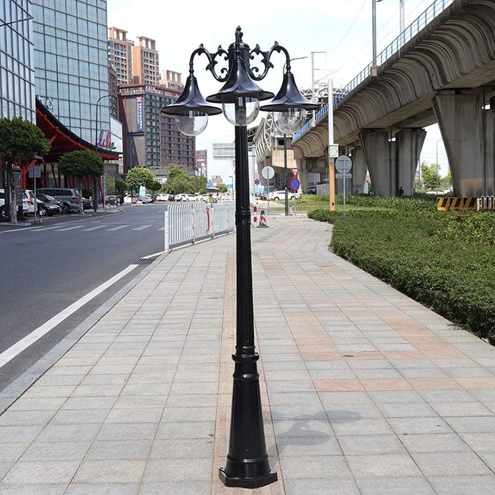 Lampadaire d'extérieur, 170 cm (66,9 po), 3 têtes, en Aluminium, pour allée, Jardin, Porche ou extérieur. Lanterne en Verre.,Black-252CM99.2in