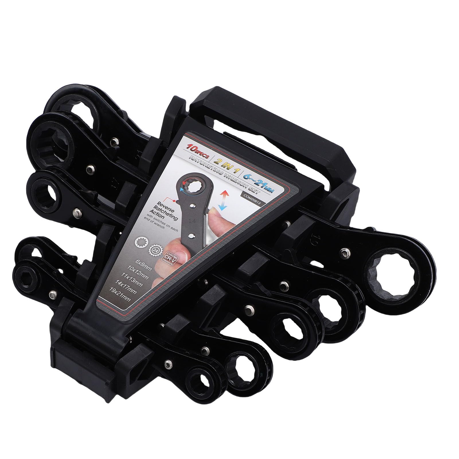 Eujgoov Set di Chiavi a Cricchetto a Doppia estremità CR V in Acciaio Reversibile a 12 Punti Chiave a Scatola 5 Pezzi Ossido Dimensioni Compatte per Riparazione Automobilistica e Motociclistica