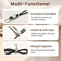 Vista 4 de 30 bridas de silicona reutilizables, organizador de cables de datos para oficina, multiusos, organizador de cables elásticos para cables de carga