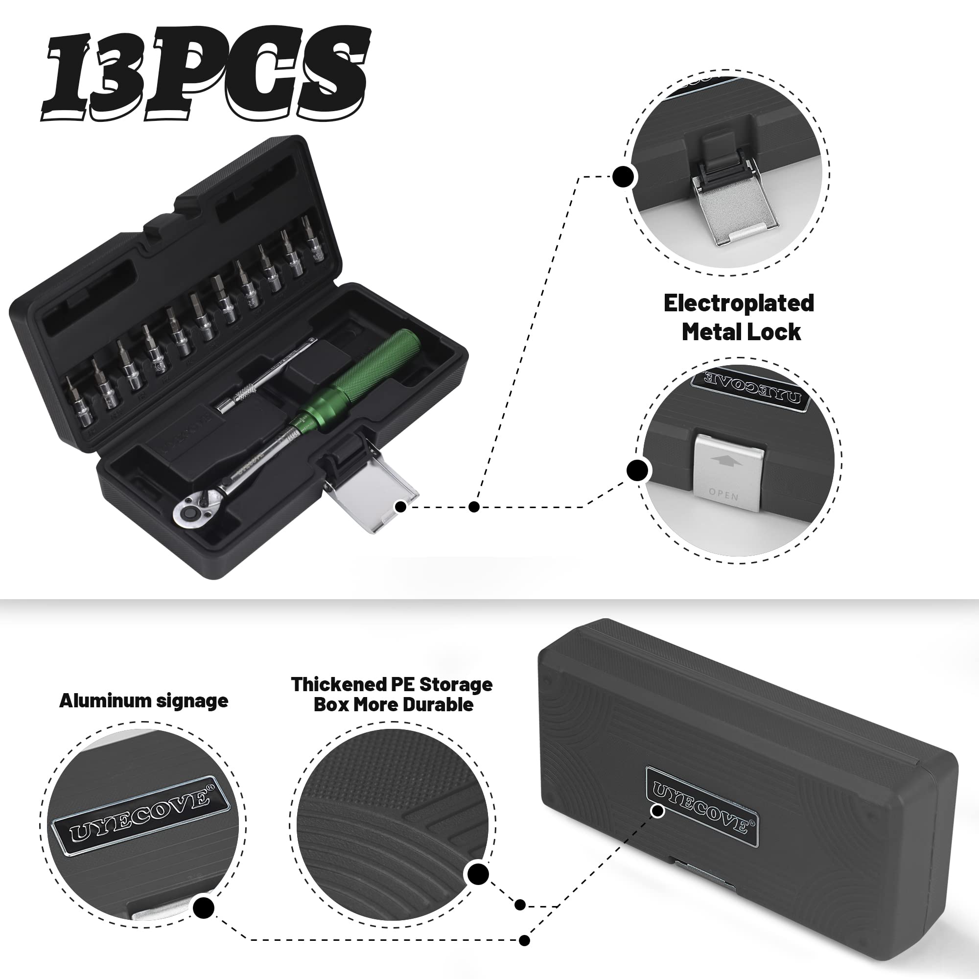 Amazon | UYECOVE 1/4インチ ドライブトルクレンチセット 2-20Nm 13