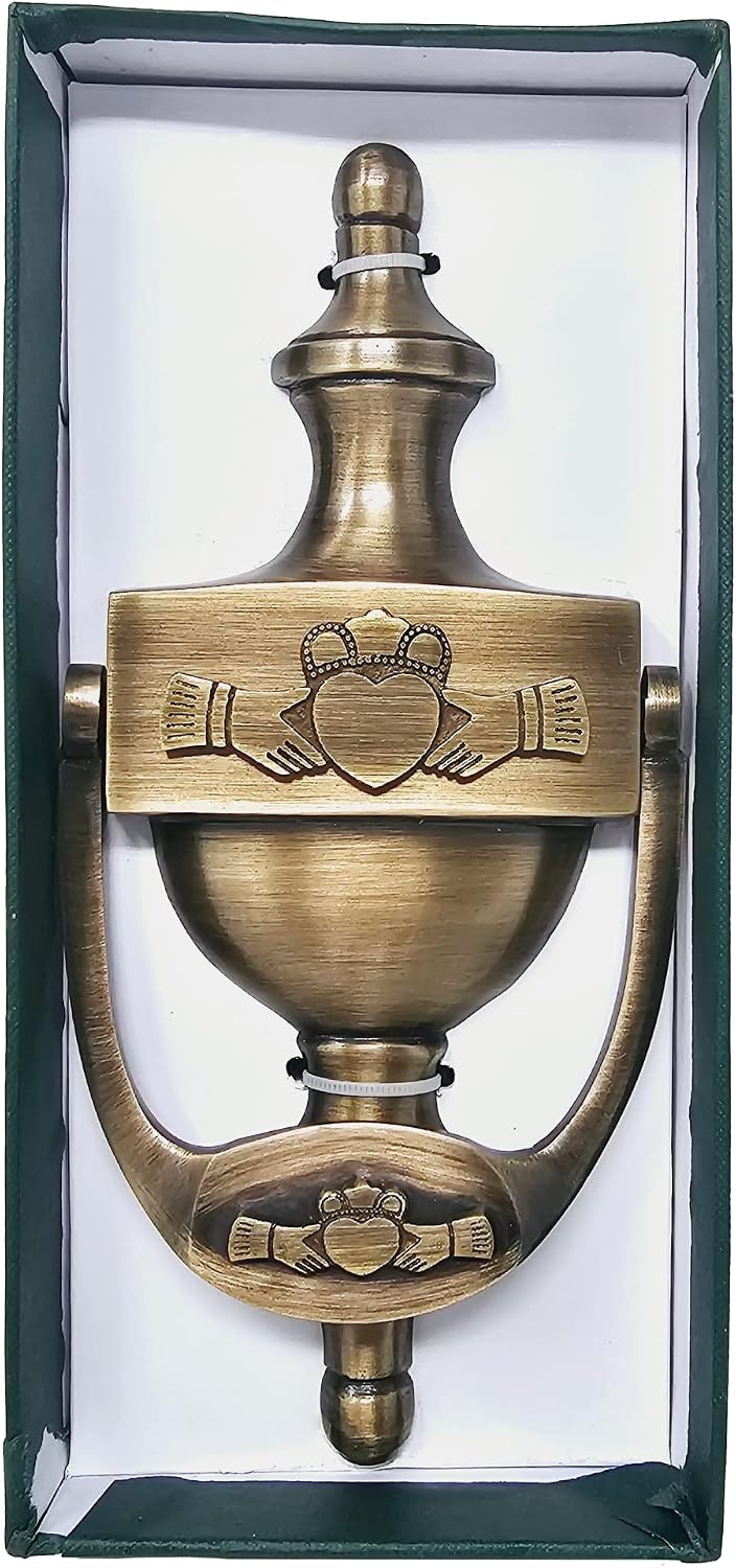 Claddagh Door Knocker for Front Door Celtic Brass Knocker Welcome Gift for Home 8'' (Antique Brass)