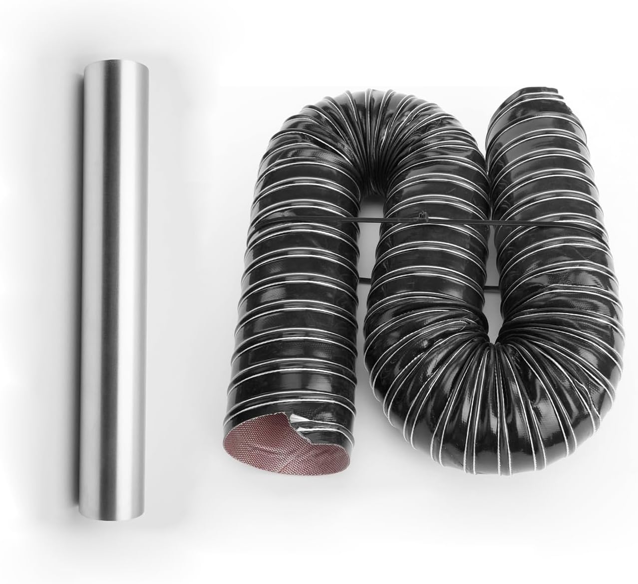 AC PERFORMANCE 2" (51mm) OD Straight Aluminum Intercooler Pipe and 2" ID Silicone Flexible Brake Cooling Air Ducting Induction Intake Hose, Length 1 Meter (3.3 Feet)