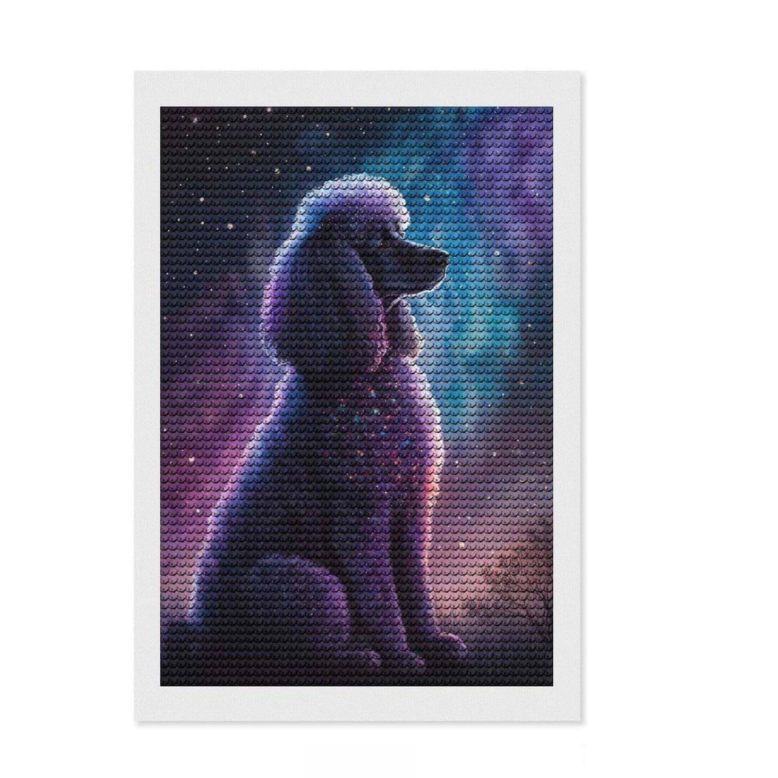 Junmoney Poodle Style 2 Diamond Art Canvas 8"x12", Decorate Your Room, Satisfying Creative Project, Full Kit Included, Aesthetic Room Decor