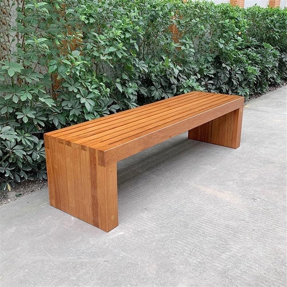 Banco del Parque Banco sin Respaldo for Exteriores, Silla de jardín Madera, for Porche, Patio, Asiento