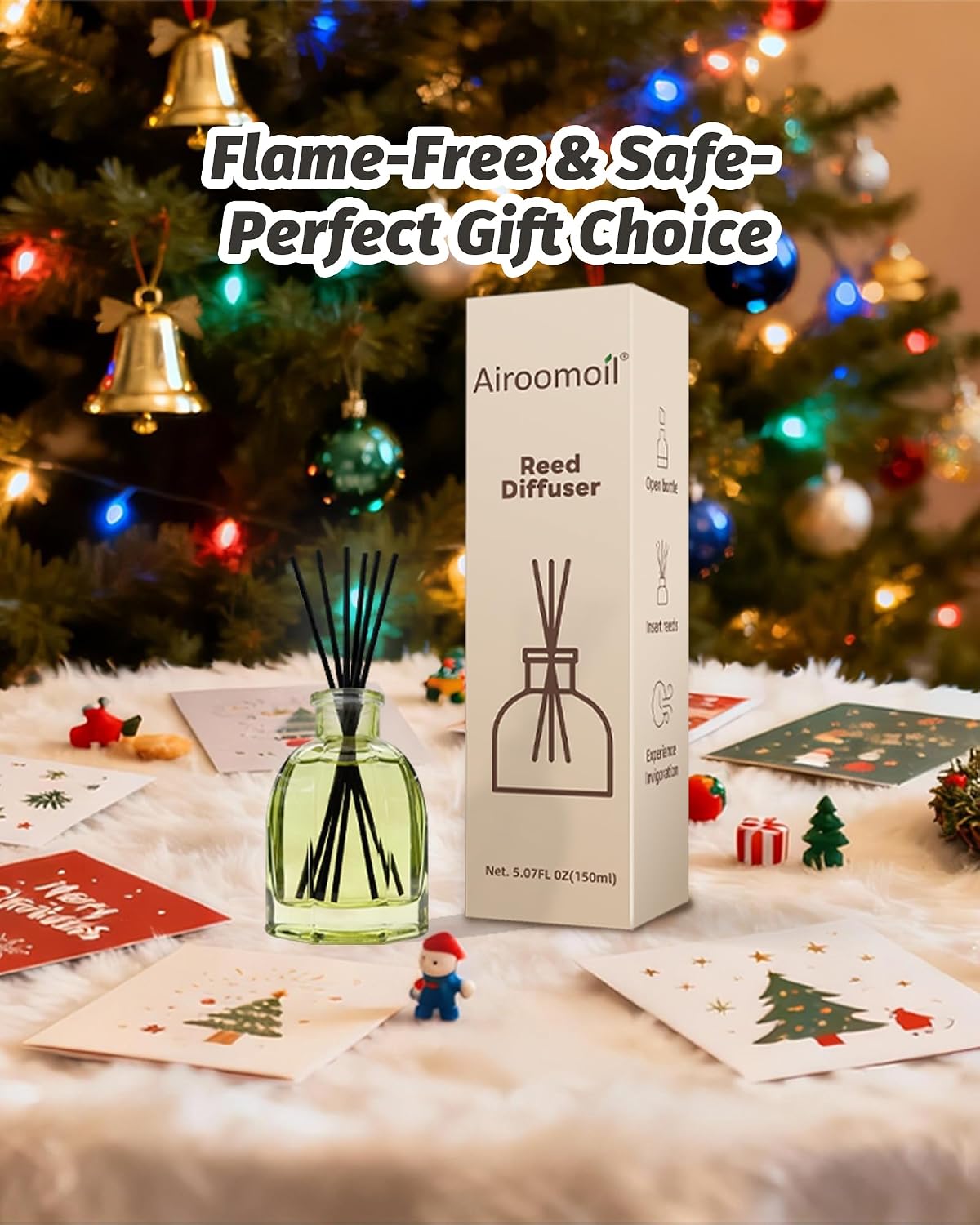 White Jasmine Reed Diffuser Set, with 6 Reed Sticks, 5.07 Fl Oz
