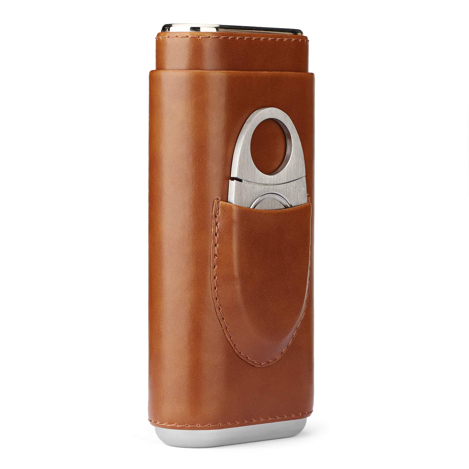 The Show Band 3 Cigar Case - Ostrich Cognac