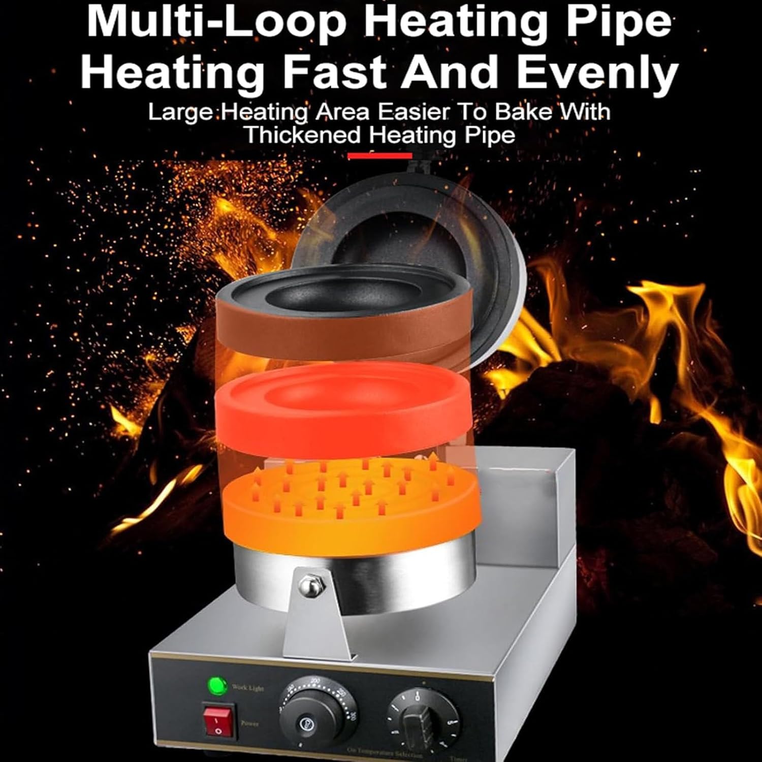 Snack Equipment For Milk Tea Shops, Commercial Burger Waffle Machine, Double Sided Heating, 1300W U-Shaped Heating Tube, Non-Stick Design, Simple Control Panel,doublehead