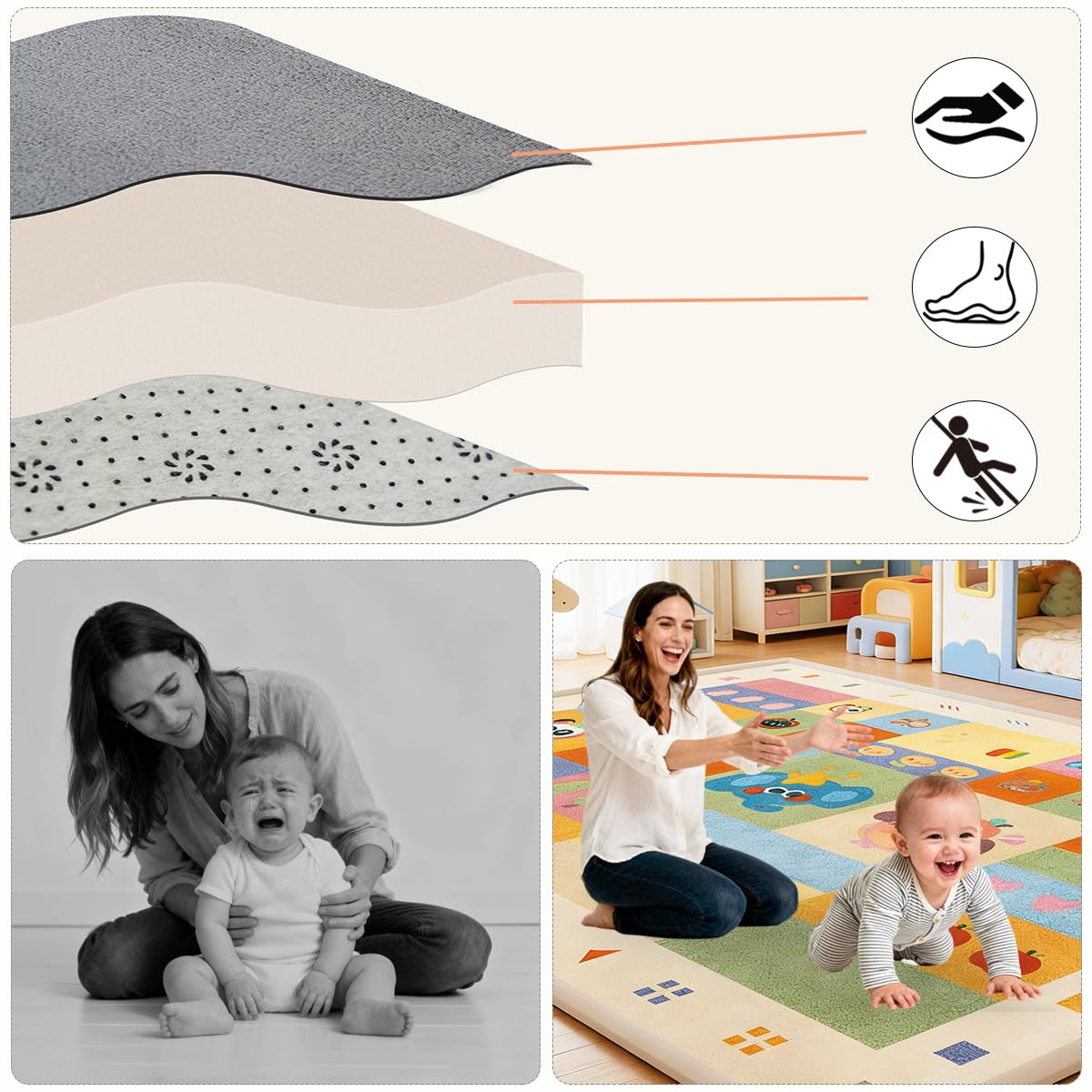Tappeto Gioco Bambini Acolchado 2.5 cm Extra Spesso, Antiscivolo, Ideale per Pavimenti e Box Neonato, Palestra Neonati, Tappeto Tummy Time Neonati 190 x 240 cm