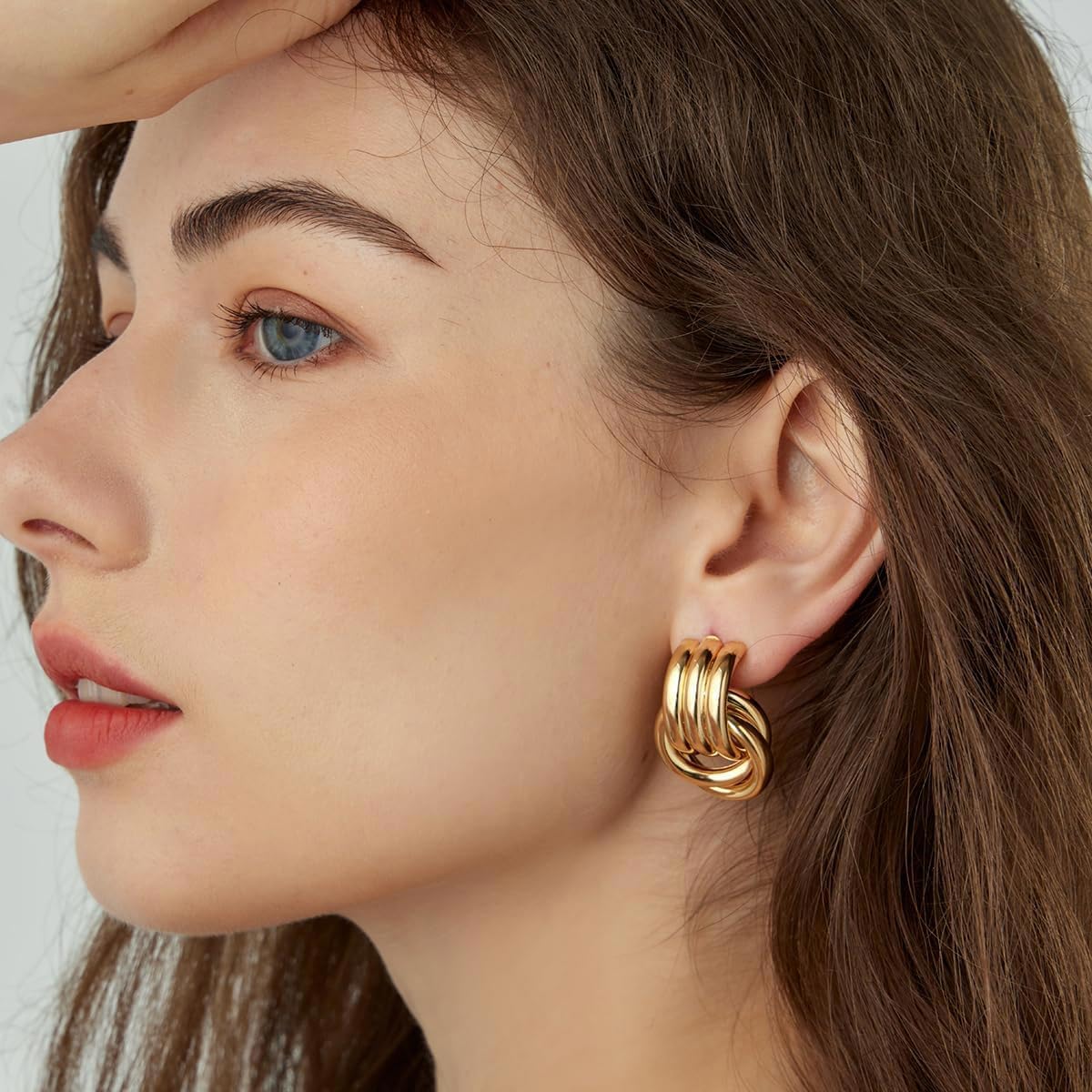 6 Pairs Gold Dangle Earrings for Women, 14K Gold Plated Earrings Geometric Knot Drop Huggie Earrings Trendy Jewelry Gifts - Image 9