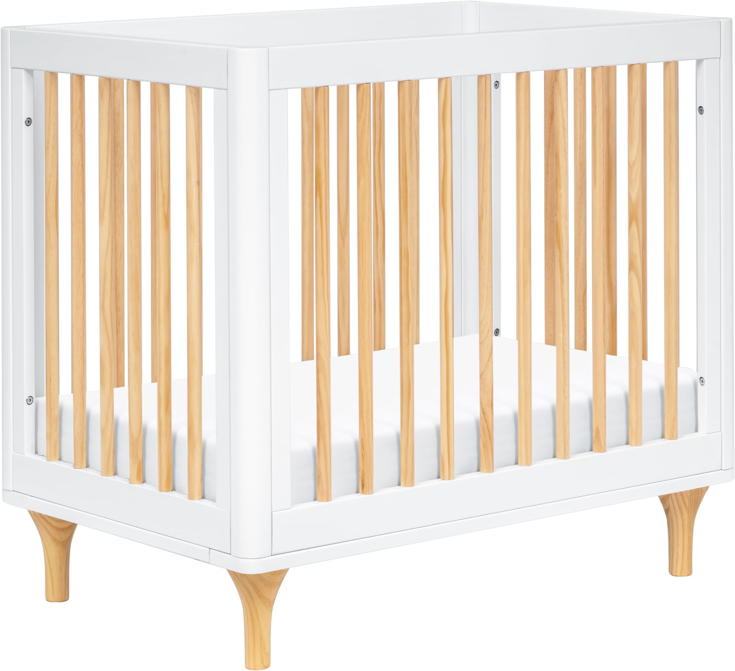 Lolly 4-in-1 Baby Mini Crib Convertible to Toddler Bed, Daybed, Twin Size - Easy Assembly - GREENGUARD Gold Certified, 4 Adjustable Heights, Includes Conversion Kit for Toddler Bed, Natural