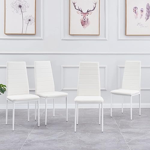 Miniatura 48 de Juego de 4 sillas de comedor, silla auxiliar tapizada, sillas modernas de cocina y comedor, silla de comedor de piel sintética lavable con patas de