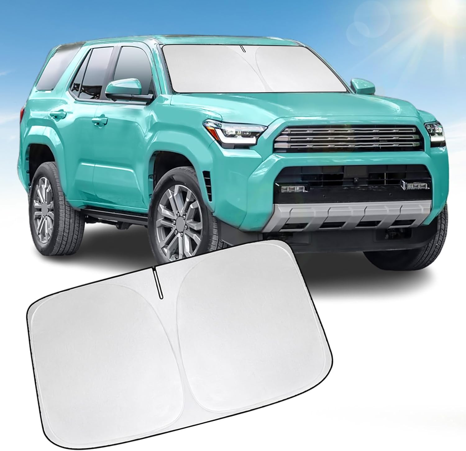 Front Windshield Sun Shade Windshield Cover Compatible with Toyota 4Runner 2010-2025, Sun Visor Protector Blocks UV Rays Sunshade for 4Runner Foldable Interior Accessories