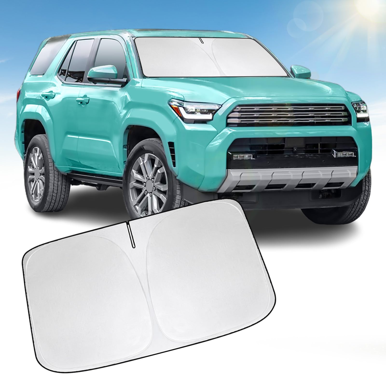 Front Windshield Sun Shade Windshield Cover Compatible with Toyota 4Runner 2010-2025, Sun Visor Protector Blocks UV Rays Sunshade for 4Runner Foldable Interior Accessories