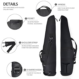AUMTISC Soft Rifle Case, Shotgun Carrying Bag, Gun Cases for Scoped Rifles with Adjustable Shoulder Sling and Pocket, Black 48