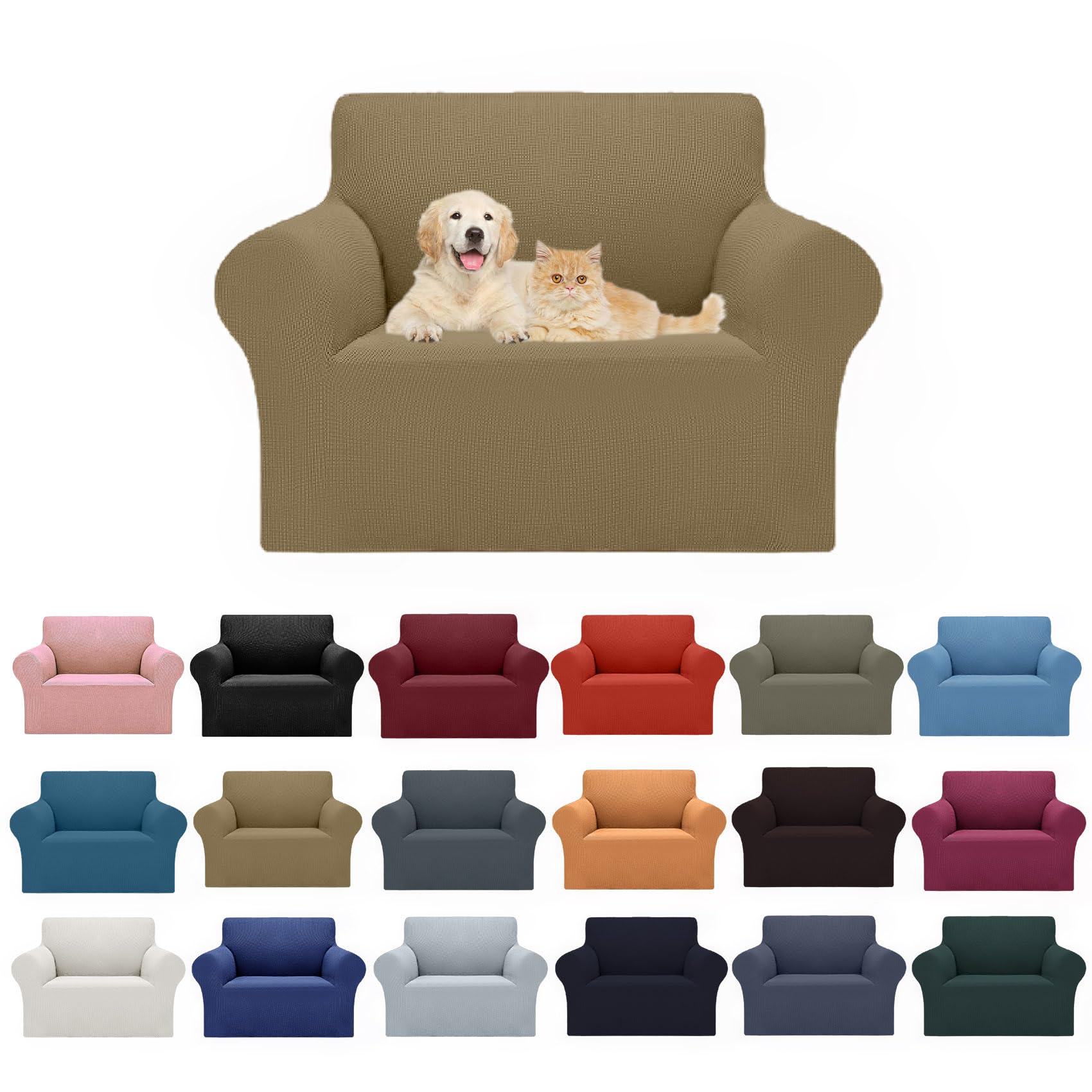 Cupuamon 2026 New Stretch Chair Sofa Slipcovers Couch Cover for 1 Seater Furniture Protector Sofa Covers with Elastic Bottom Jacquard Fabric Small