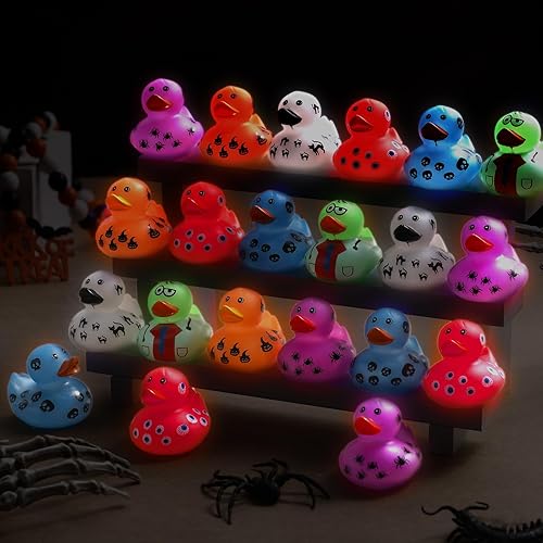 Miniatura 4 de Jerify Pato de goma que brilla en la oscuridad de 2 pulgadas, surtido de mini patitos a granel, suministros de fiesta de pato para niños, piscina,