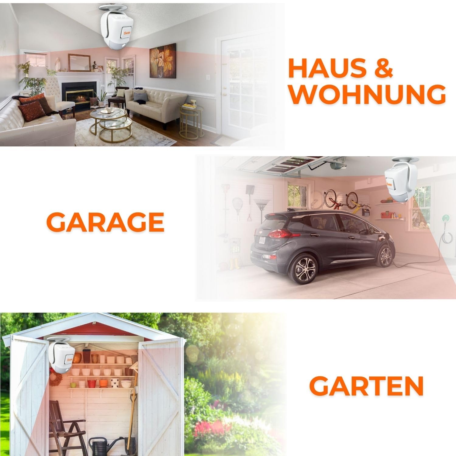 tiiwee X4 PIR Bewegungsmelder Alarm mit Fernbedienung | 120 dB, Erweiterbar, Alarmanlage Innen, Einbruchschutz, 2 Jahre Garantie