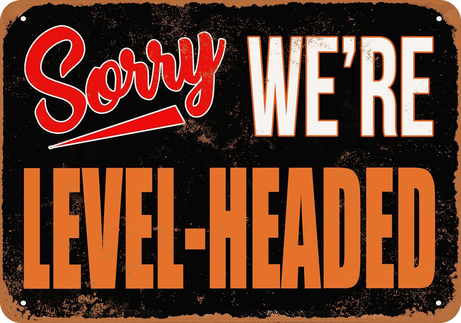 Metal Sign - SORRY, WE'RE LEVEL-HEADED - Vintage Look home decor