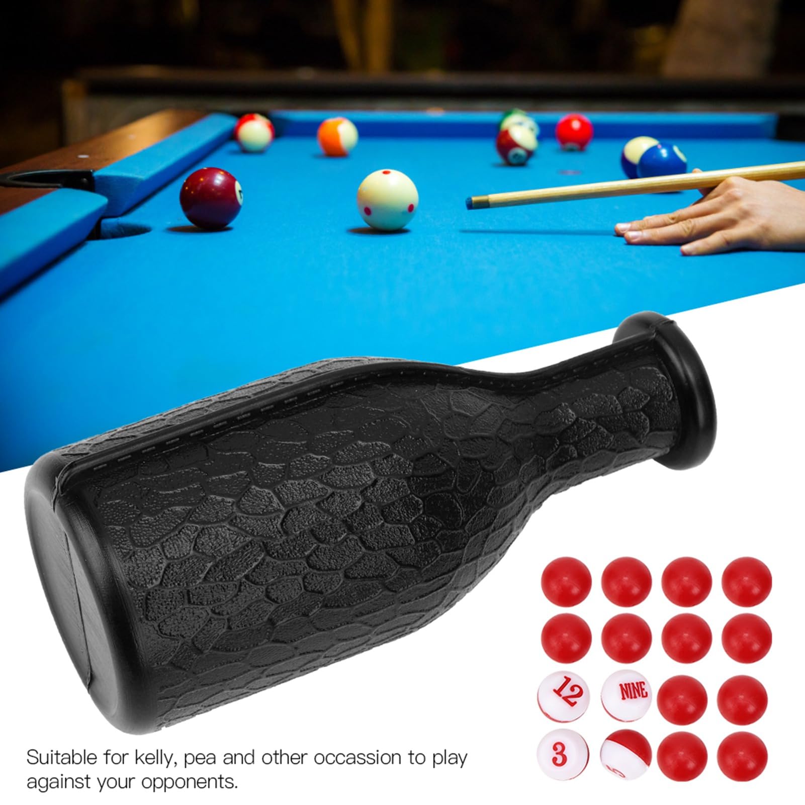 Stylebest Billiard Shaker Bottle with 16 Numbered Tally Balls, Pool Dice Box for Professional Billiard Pool Game Accessories (Black), Stylebesta9hm2gfrxg-11