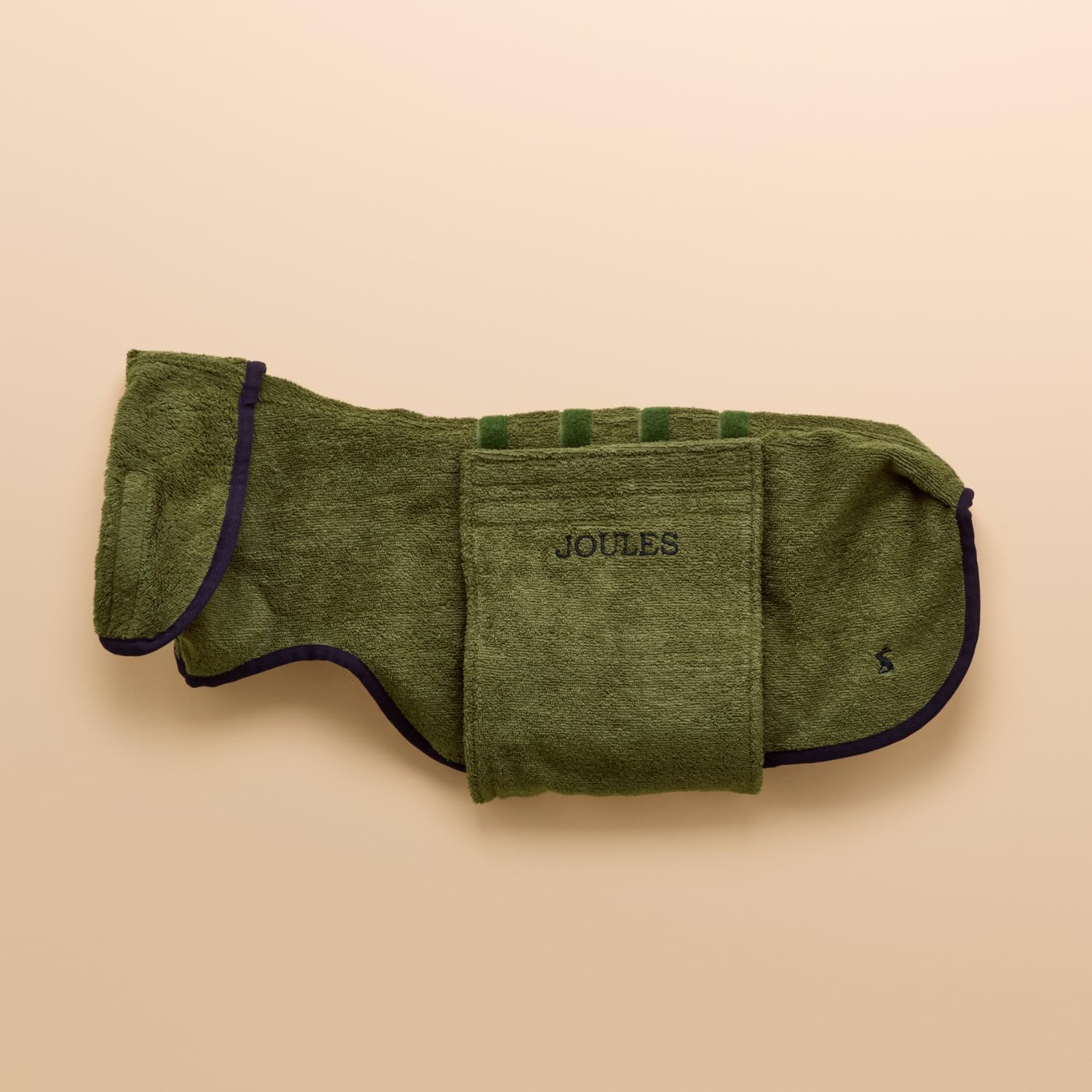 Rosewood x Joules Khaki Drying Coat for Dogs, Medium โ Absorbent Towel Coat for Wet Dogs with Storage Bag, Fast Drying, Soft, Lightweight Pet Bathrobe