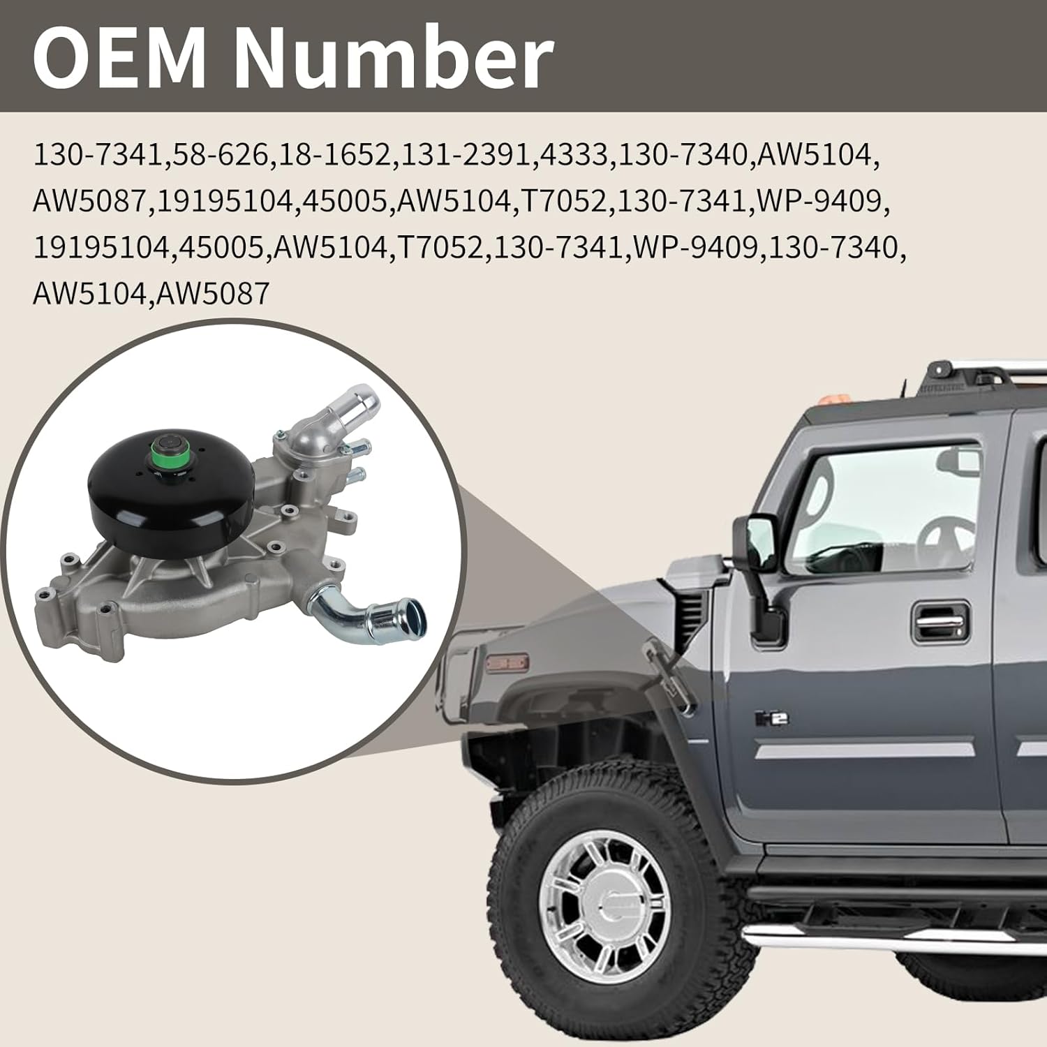 AW5104 Water Pump W/Coolant Thermostat & Gasket Compatible with Cadillac Escalade/Chevrolet Avalanche Silverado Suburban SSR Tahoe Trailblazer AW5087