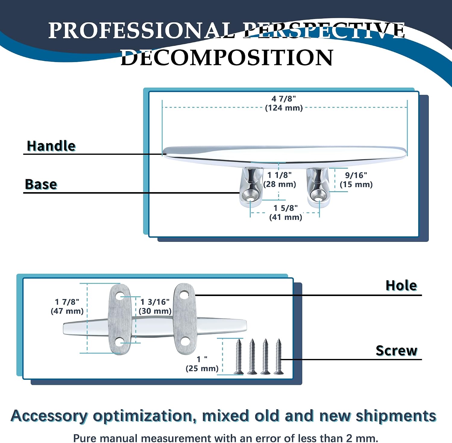 Boat Cleat 316 Stainless Steel Open Base Boat Dock Cleats Flat Top Mooring Cleat for Boat, Deck, Dock, Hook (4"/5"/6"/8"/10"/12")