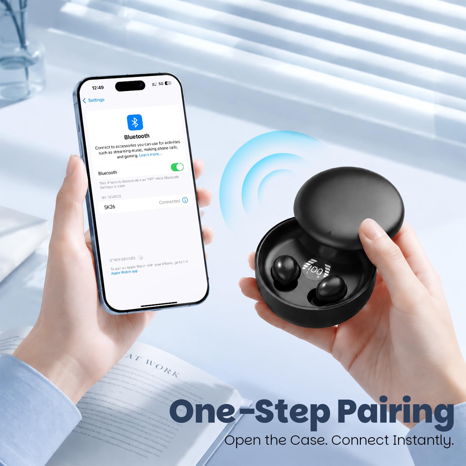 Yihou Piccoli mini auricolari invisibili, wireless, Bluetooth, nascosti, discreti, piccoli auricolari per il lavoro, piccoli auricolari a basso profilo, micro auricolari invisibili per piccoli canali