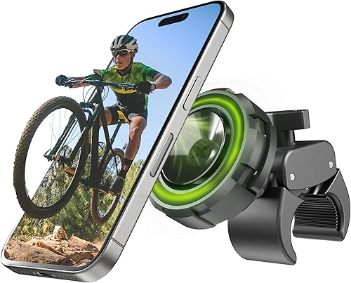 Bracketron MagAlign MAX Soporte magnético para teléfono para bicicleta, soporte de teléfono para manillar con fuerte succión magnética y rotación de