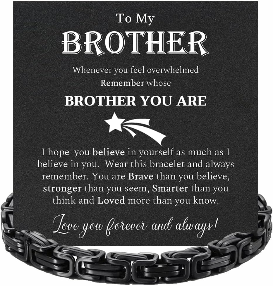 Brother Bracelet – Stainless Steel Link Bracelet, Personalized Jewelry Gift for Brother, Fashion Biker Punk Bracelet, Birthday Christmas