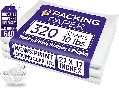Purple Papers White Bulk Packing Paper | 320 sheets | 27" x 17" | 10 lb | Sheets