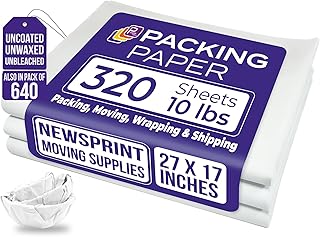 Purple Papers White Bulk Packing Paper | 320 sheets | 27" x 17" | 10 lb | Sheets for Moving - Newsprint Paper - Must Have in Your Moving Supplies | Newsprint Papers | Packaging Paper