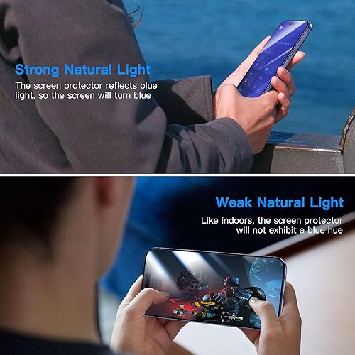 Vista 4 de Uyiton Protector de pantalla compatible con iPhone 17 Pro (antiluz azul), fácil de instalar, cobertura completa inastillable, compatible con fundas