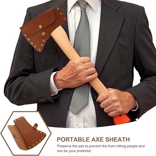 Miniatura 7 de Funda protectora portátil de hacha de cuero para hachas de hacha protectora para acampar al aire libre y cortar madera y funda versátil para