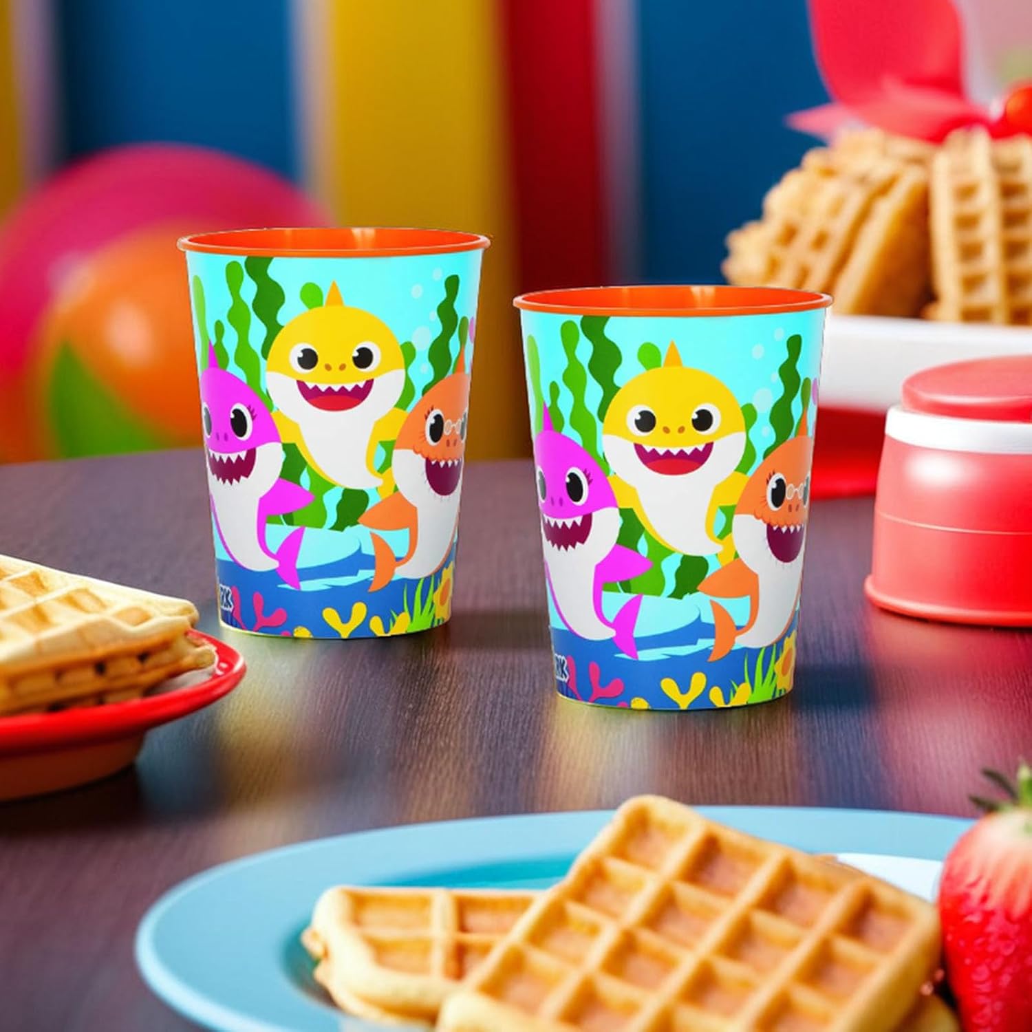 Baby Shark Durable Plastic Stadium Cup - 16 oz. (1 Pc) - Colorful & Eco-friendly Party Accessory, Perfect for Kids' Birthdays & Events