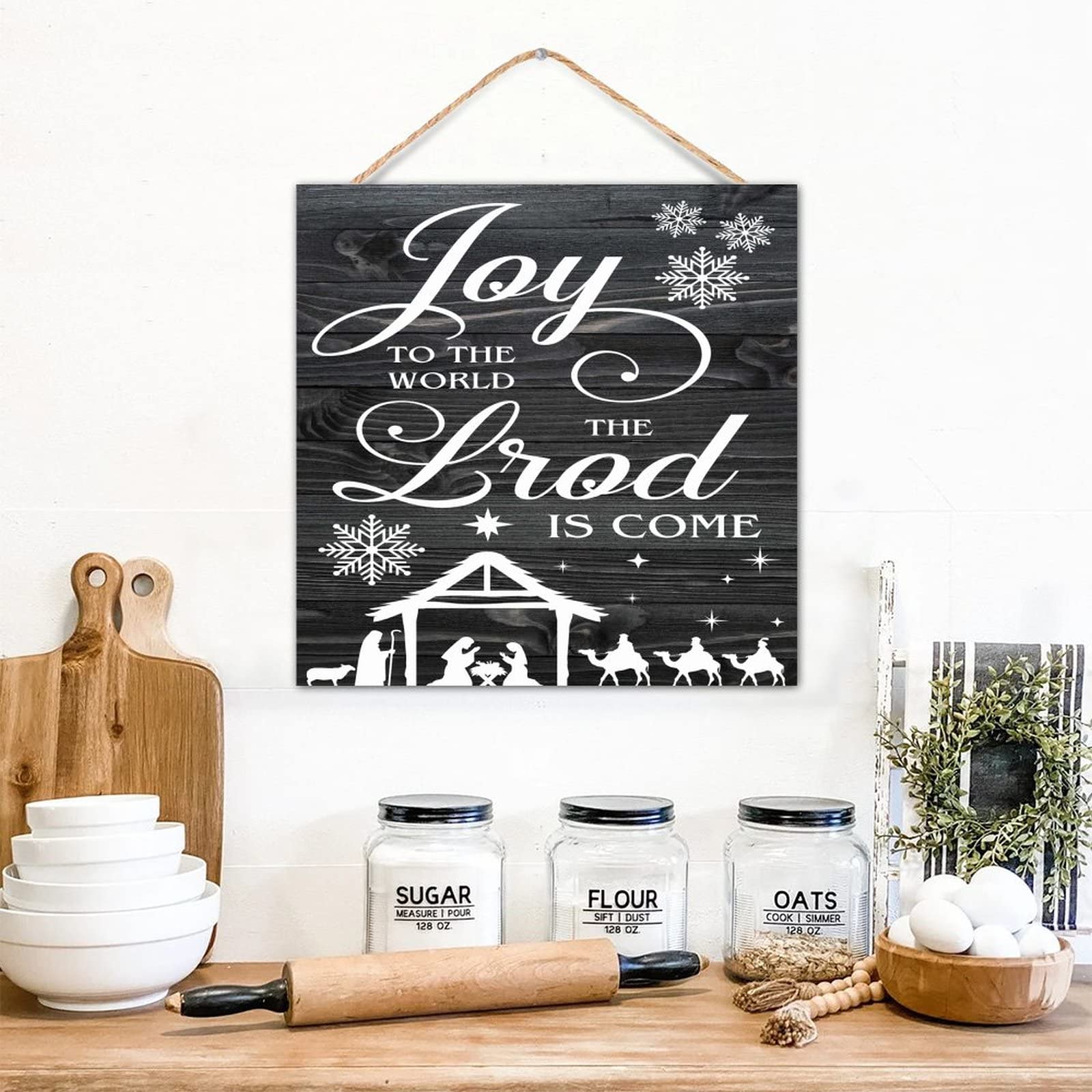 Plaque en bois peinte Joy to The World pour illuminer votre salon ou votre bureau