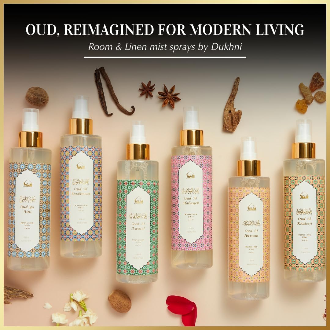 Oud al Habayeb Arabic Room Spray by Dukhni | 250ml Oud fragrance Air Freshener, Attar al Faraash for home & prayer mats | Bed linen, Sofa Mist, natural home scent, curtain spray, odour eliminator image 7 of 7 B07TMCFRS6