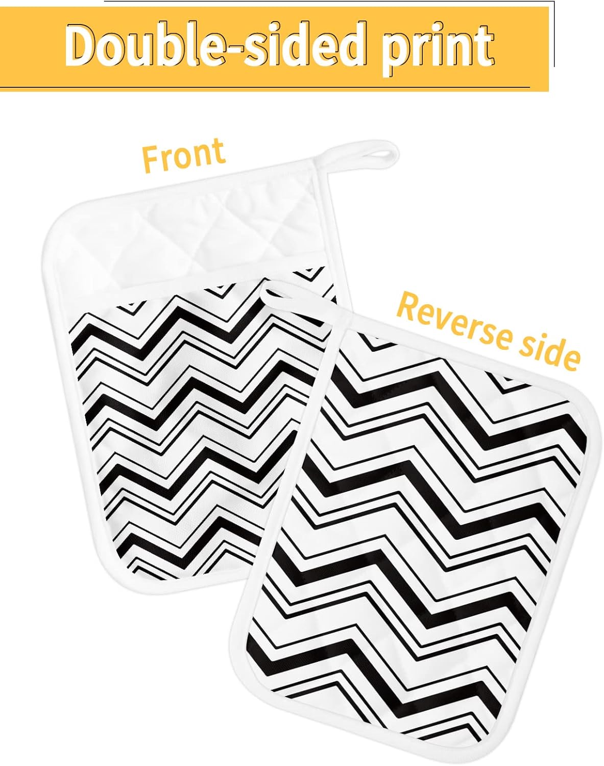 Pot Holders with Pockets, Heat-Resistant Hot Pads for Kitchen, Abstract Geometric Ripples Oven Mitts Pot Holders Sets Potholders for Baking Cooking Pack of 5