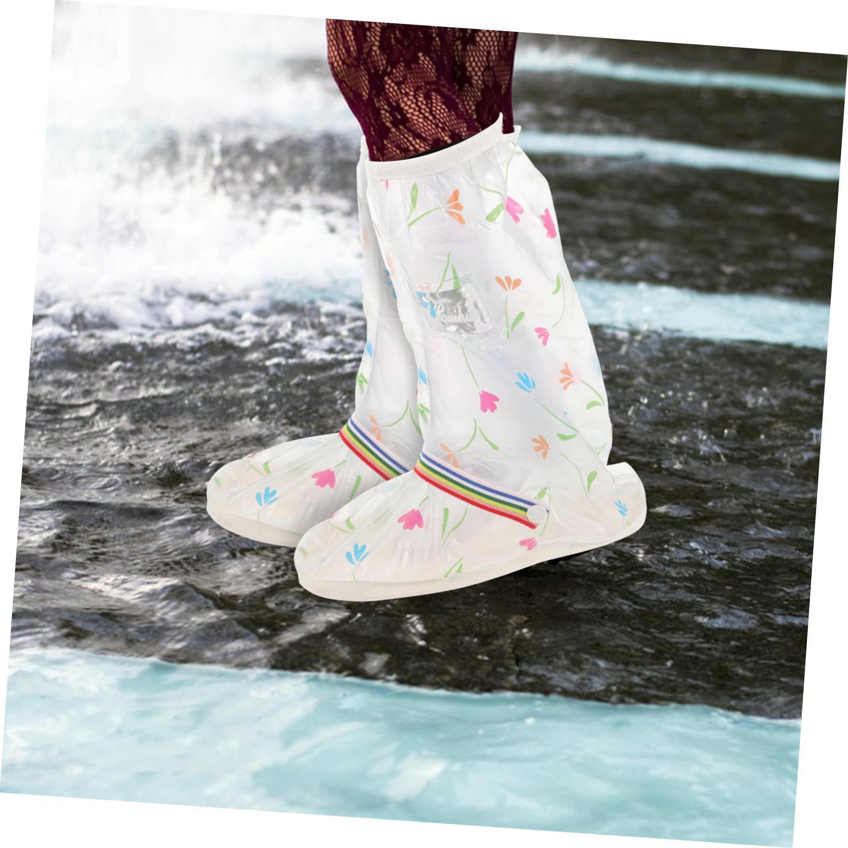 Abaodam 4 Pares cubrezapatos a Prueba de Lluvia Protector Slip Zapatos Impermeables Accesorios Cubierta de Zapatos Antideslizante Cubiertas de Zapatos para la Lluvia de polivinilo