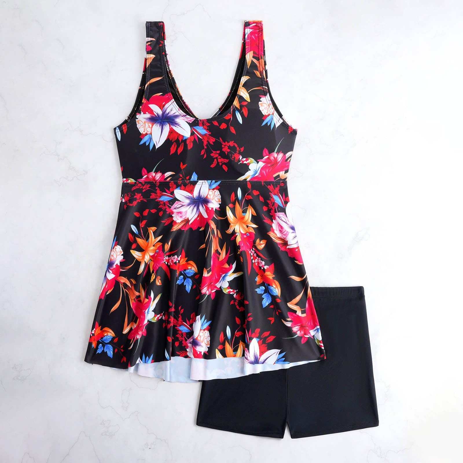 Generisch Bikini triángulo TankiniBadeanzug mit Blumenmuster,zweiteilig,bestehend Bikinihose Bikinioberteil