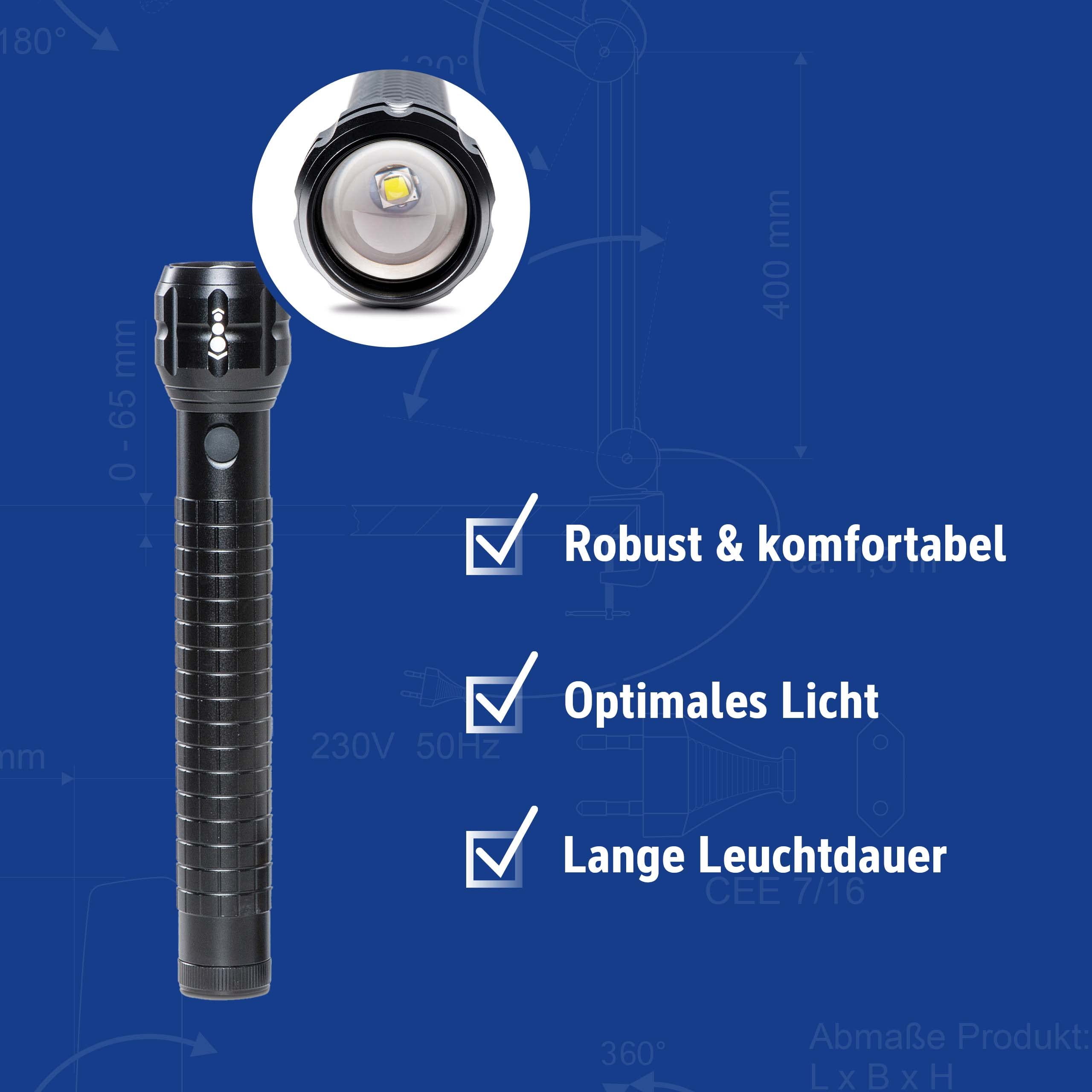 MAUL Latarka LED MAULkronos L czarna aluminiowa z zoomem
