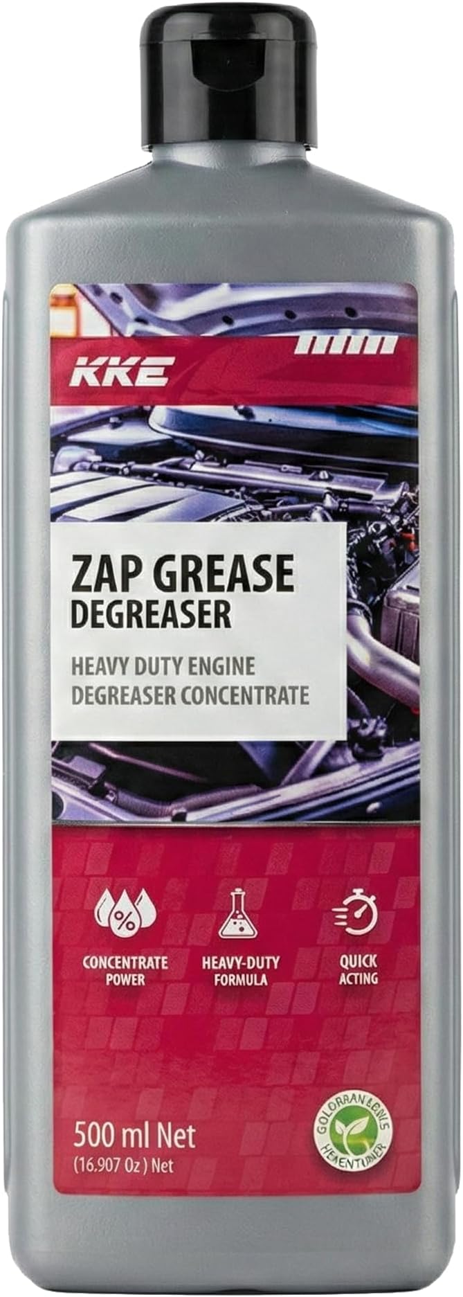 KKE Heavy Duty Engine Degreaser Concentrate 500Ml - Zap Grease - Car Engine Shampoo - Chain Cleaner For Motorbikes - Biodegradable