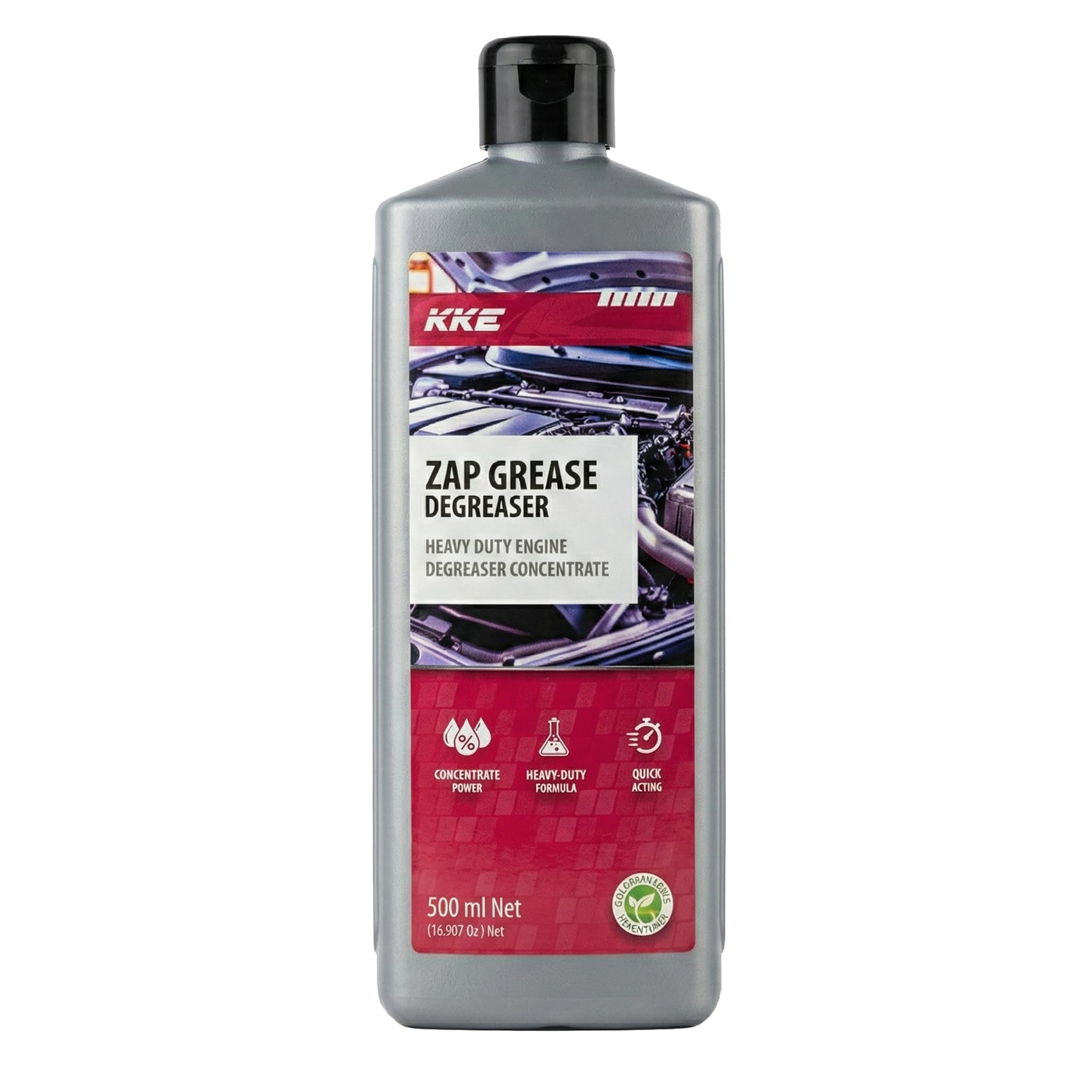 KKE Heavy Duty Engine Degreaser Concentrate 500Ml - Zap Grease - Car Engine Shampoo - Chain Cleaner For Motorbikes - Biodegradable