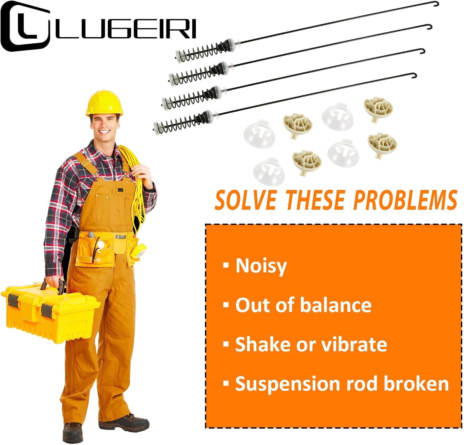 MVWC465HW2 MVWC465HW3 W11217817 Washer Suspension Rod Kit 26.45 inch Fit for May-tag and Whirl-pool Washing Machine MVWC465HW0 WTW4955HW2 MVWC465HW4 MVWC465HW1 4KMVWC410JW0 4KMVWC410JW1